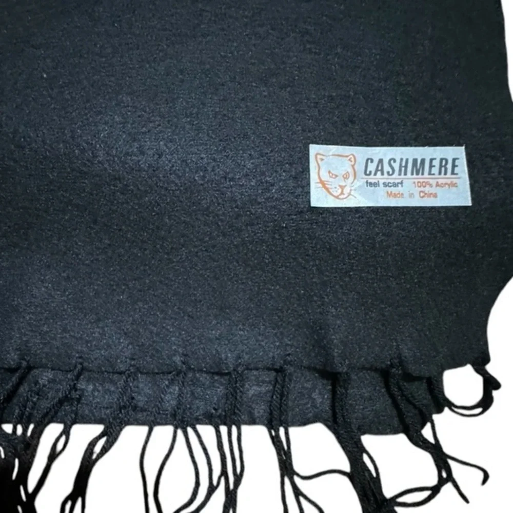 CASHMERE FEEL Unisex black Scarf NWT Thermal Wear soft warm‎ size 60”x12”